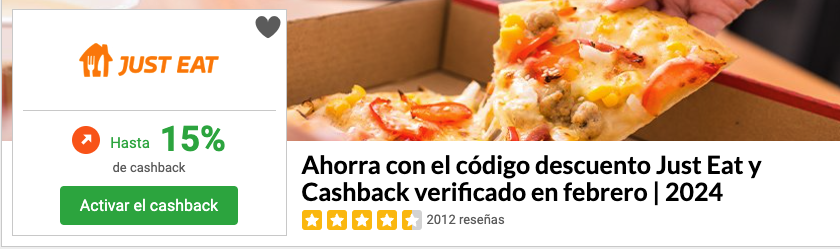 Ofertas de Cashback en gastronomía española